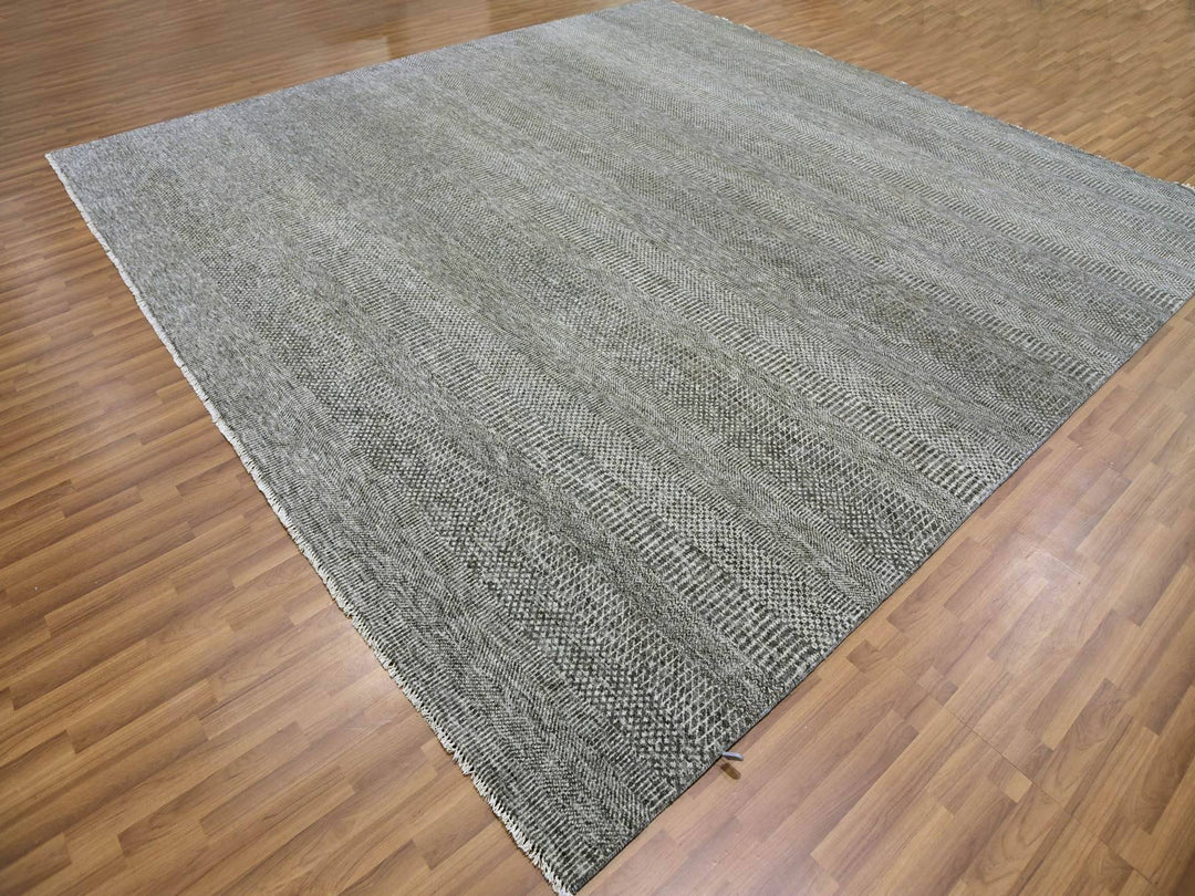 12'0" x 12'2" New Hand Knotted Grey Wool Square Oriental Rug - MOA10279587