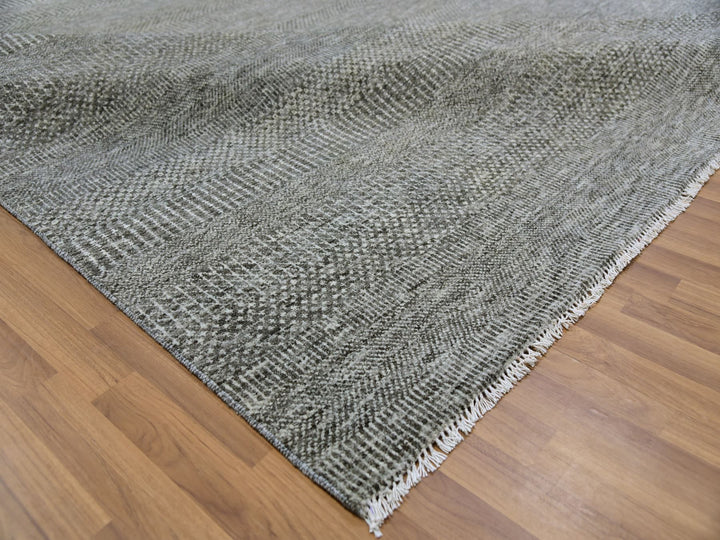 12'0" x 12'2" New Hand Knotted Grey Wool Square Oriental Rug - MOA10279587