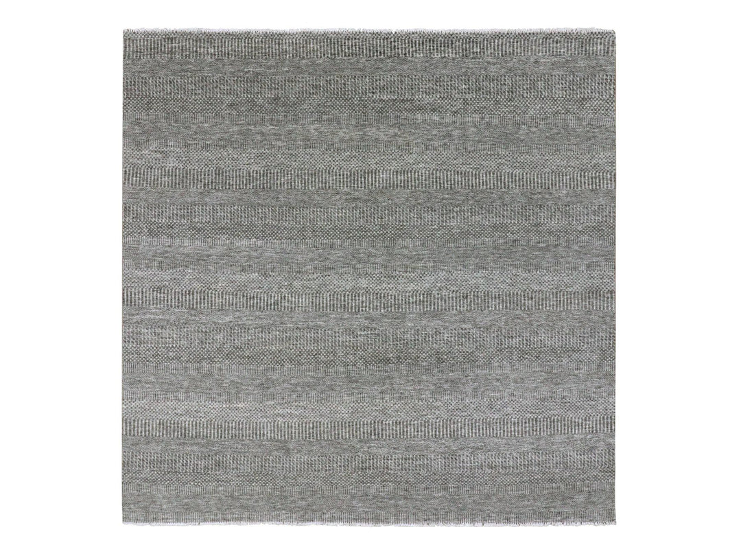 8'1" x 8'2" New Hand Knotted Grey Wool Square Oriental Rug - MOA10279589