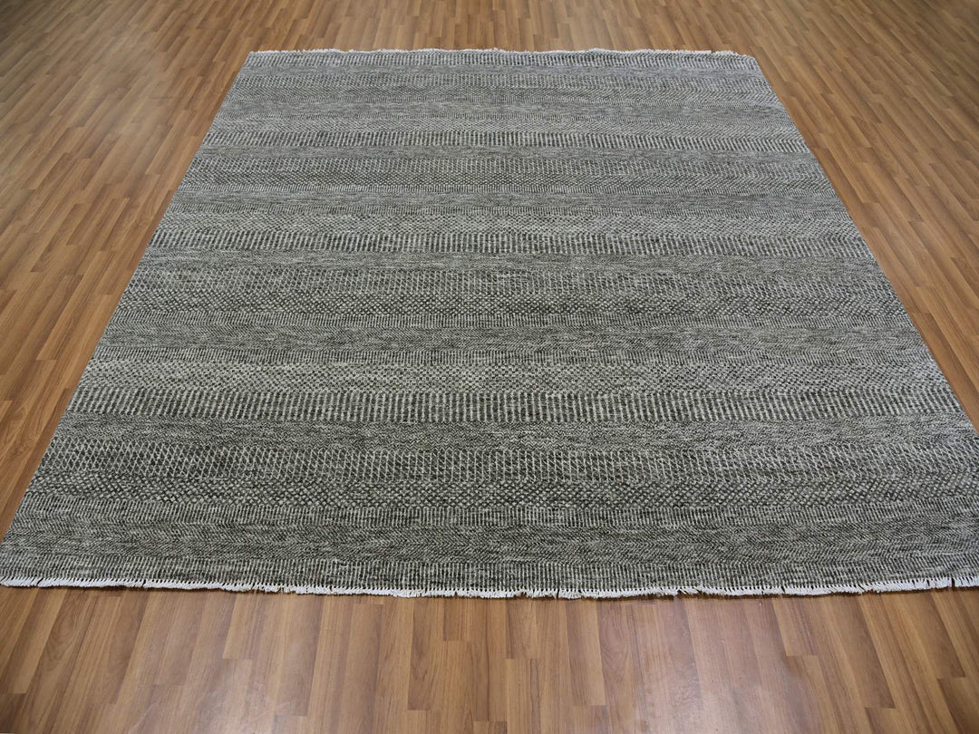 8'1" x 8'2" New Hand Knotted Grey Wool Square Oriental Rug - MOA10279589