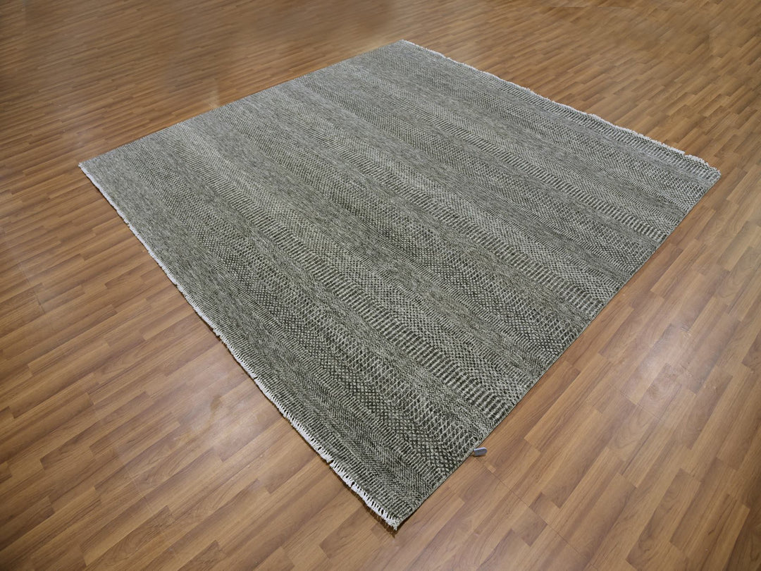 8'1" x 8'2" New Hand Knotted Grey Wool Square Oriental Rug - MOA10279589