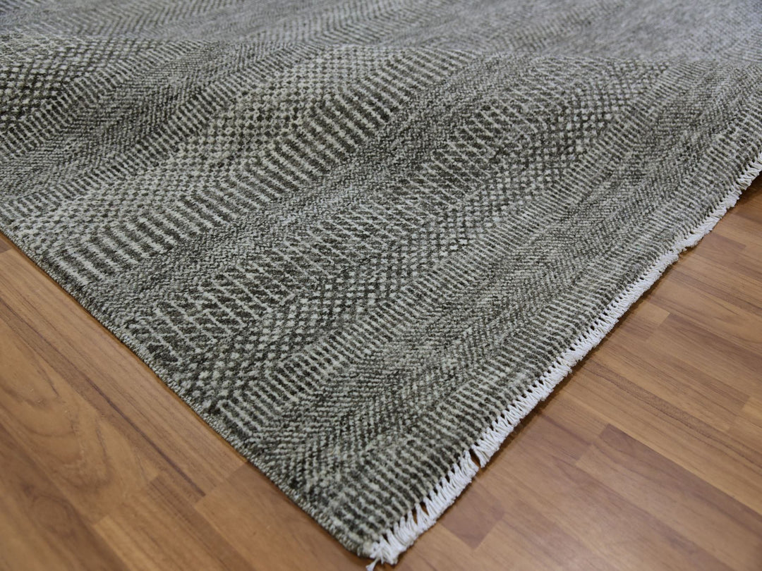 8'1" x 8'2" New Hand Knotted Grey Wool Square Oriental Rug - MOA10279589