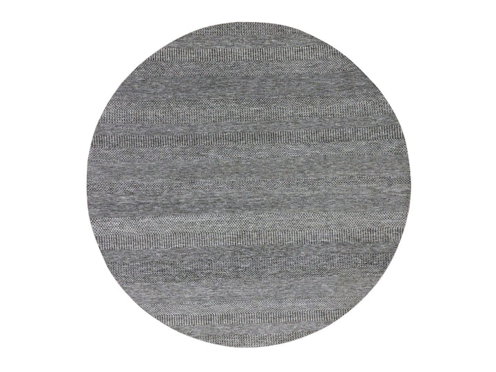 7'10" x 7'10" New Hand Knotted Grey Wool Round Oriental Rug - MOA10279592
