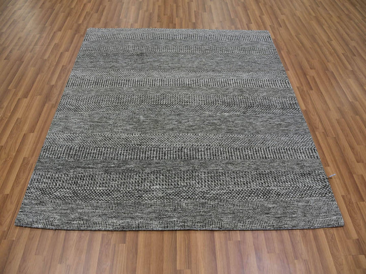 5'11" x 6'1" New Hand Knotted Grey Wool Square Oriental Rug - MOA10279594