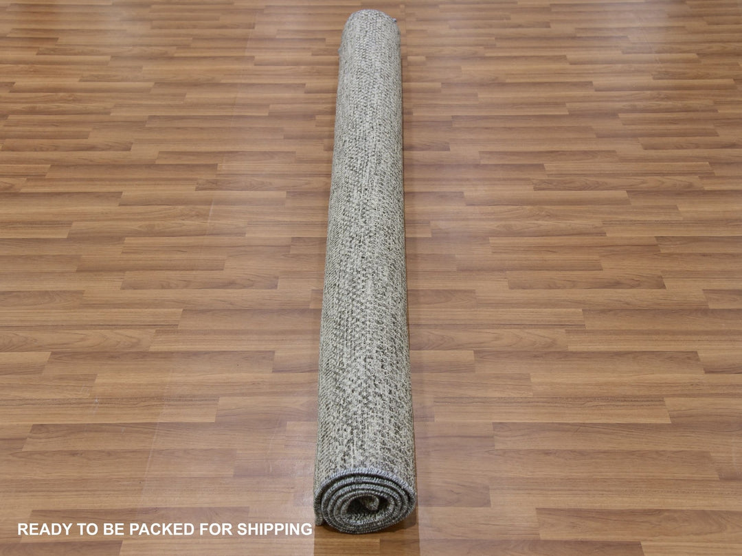 5'11" x 6'1" New Hand Knotted Grey Wool Square Oriental Rug - MOA10279594