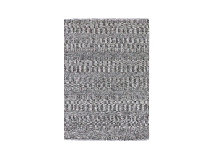 4'0" x 6'6" New Hand Knotted Grey Wool Rectangle Oriental Rug - MOA10279597