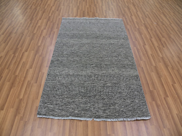 4'0" x 6'6" New Hand Knotted Grey Wool Rectangle Oriental Rug - MOA10279597