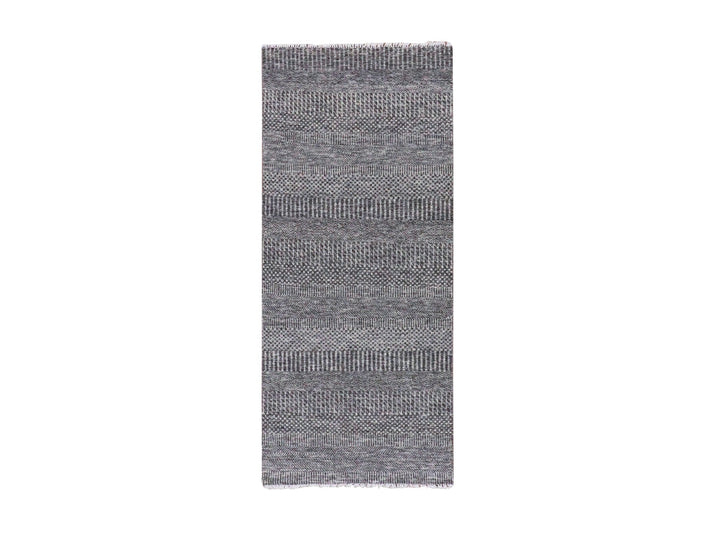 2'8" x 6'2" New Hand Knotted Grey Wool Runner Oriental Rug - MOA10279603
