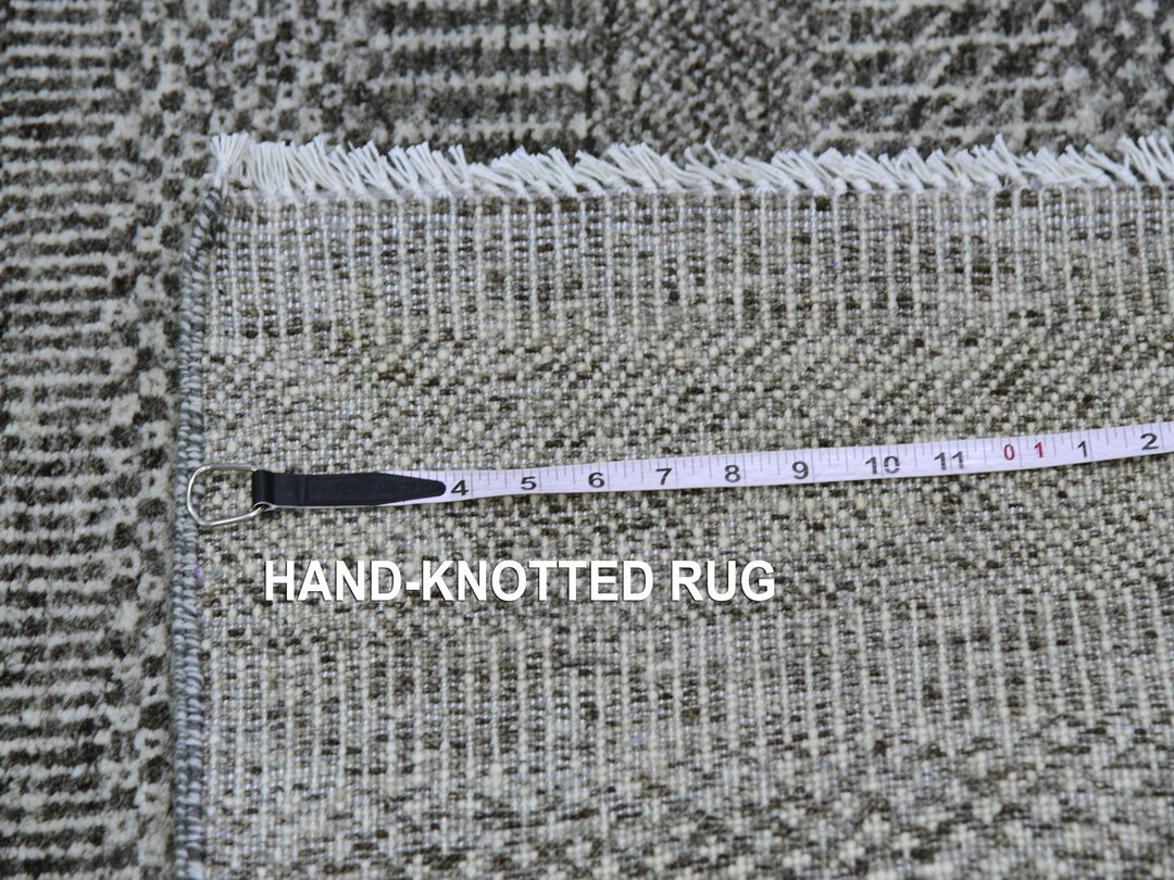 2'8" x 6'2" New Hand Knotted Grey Wool Runner Oriental Rug - MOA10279603