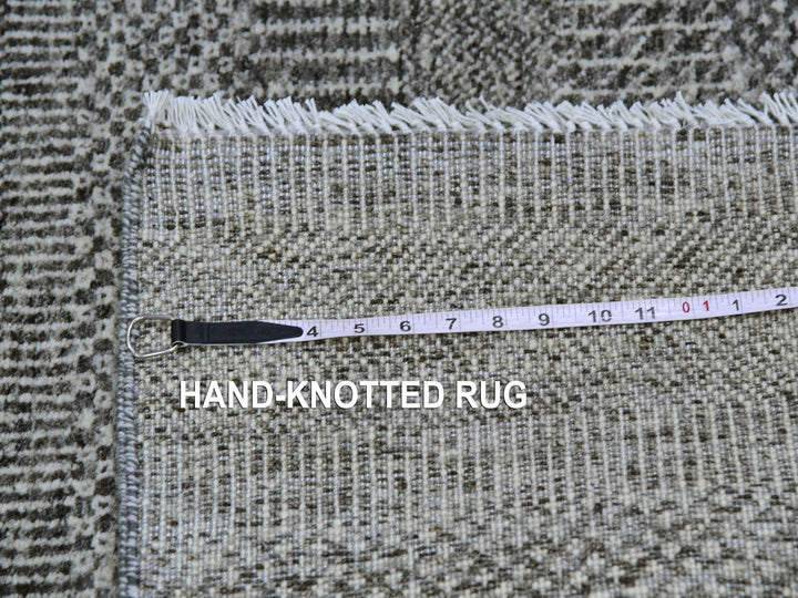 2'8" x 6'2" New Hand Knotted Grey Wool Runner Oriental Rug - MOA10279603