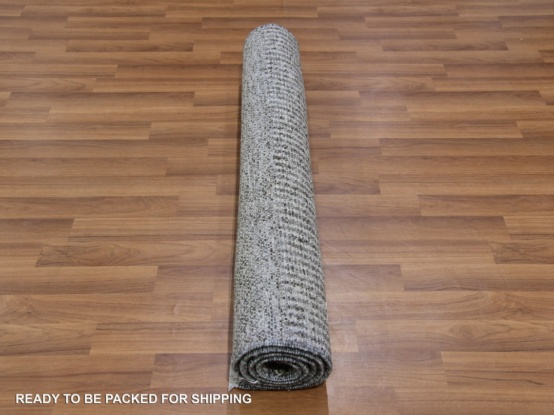3'1" x 5'0" New Hand Knotted Grey Wool Rectangle Oriental Rug - MOA10279604
