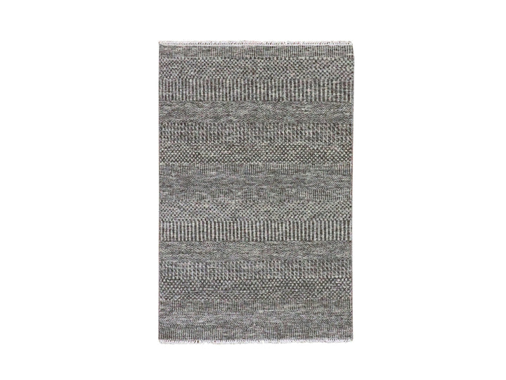 3'0" x 5'0" New Hand Knotted Grey Wool Rectangle Oriental Rug - MOA10279605