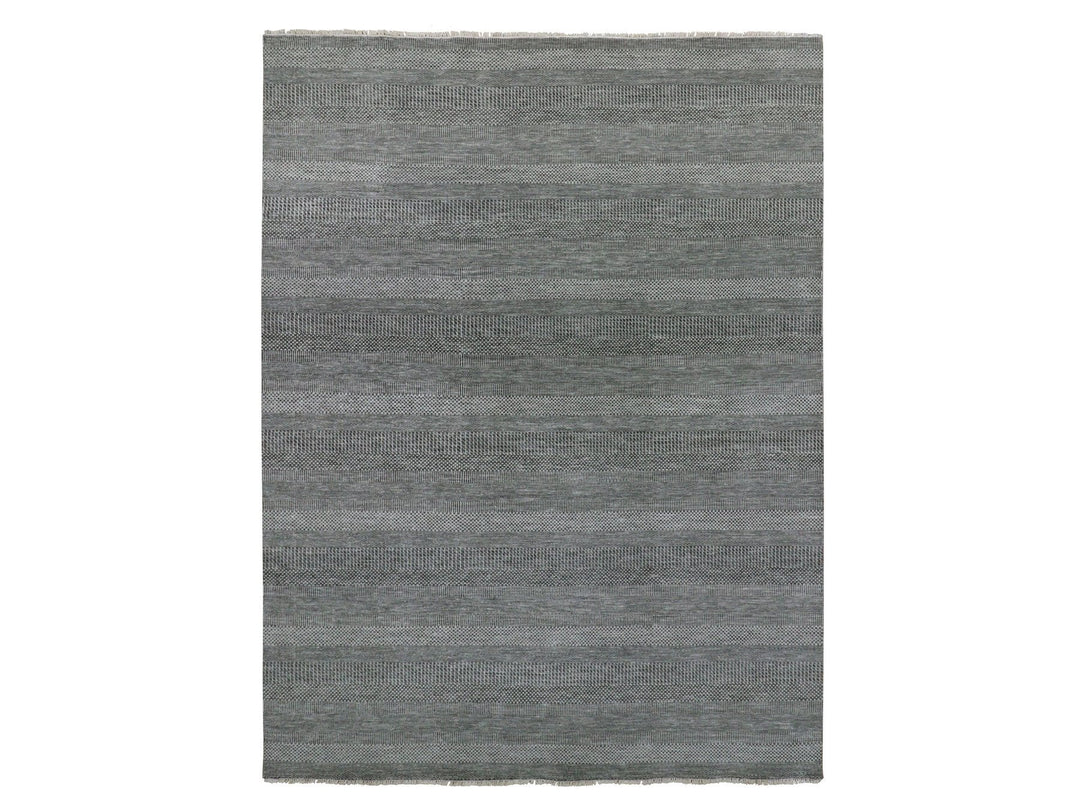 8'11" x 12'0" New Hand Knotted Grey Wool Rectangle Oriental Rug - MOA10279611