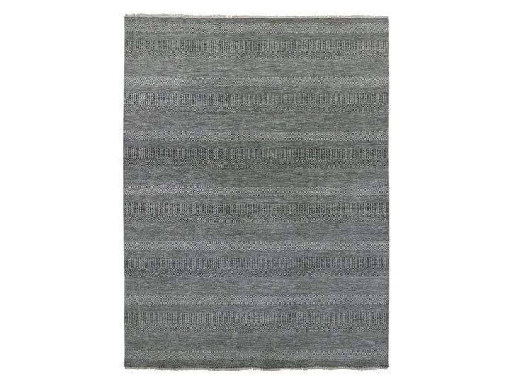 8'11" x 12'0" New Hand Knotted Grey Wool Rectangle Oriental Rug - MOA10279611