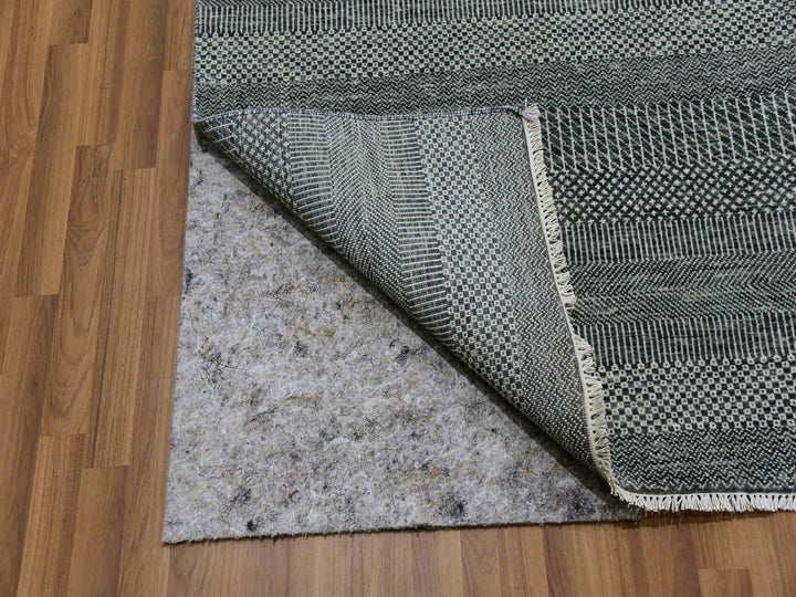 8'11" x 12'0" New Hand Knotted Grey Wool Rectangle Oriental Rug - MOA10279611