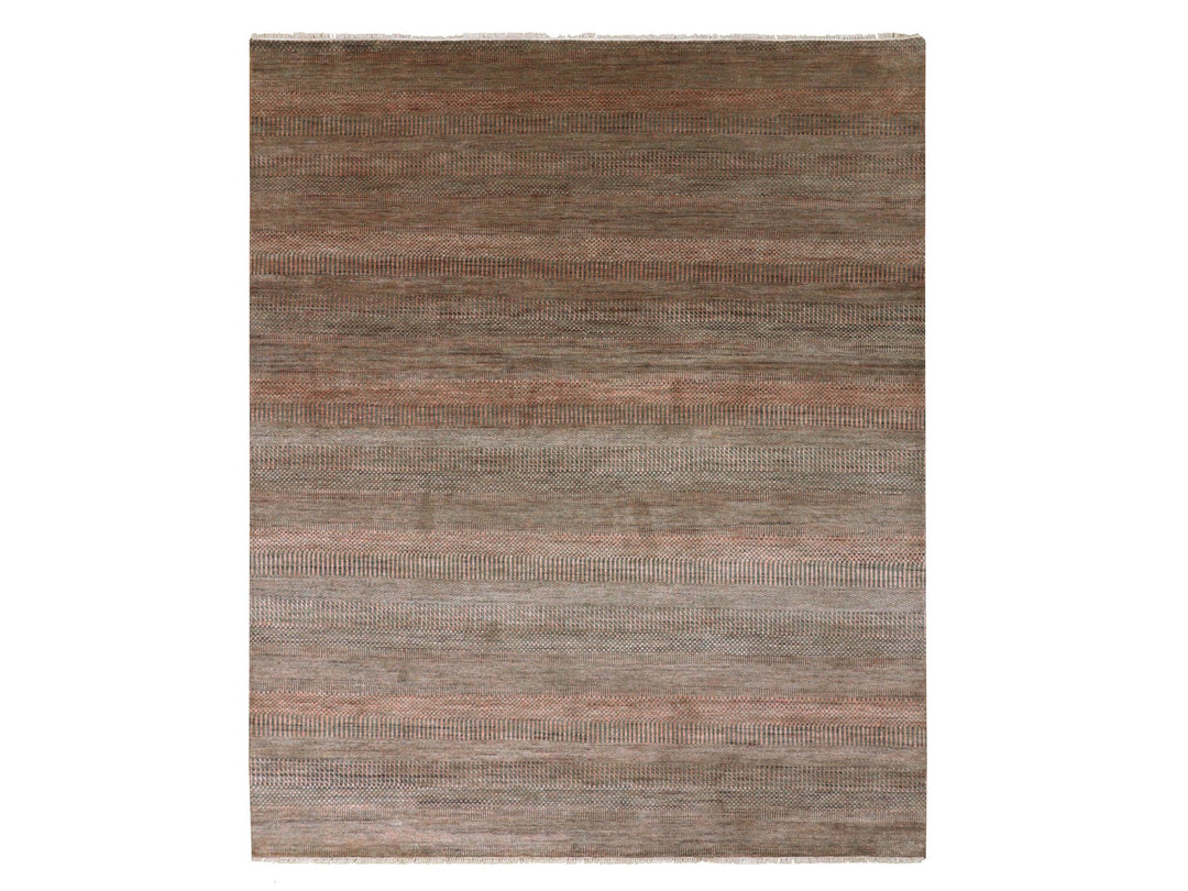 8'1" x 10'2" New Hand Knotted Grey Wool & Silk Rectangle Oriental Rug - MOA10279617