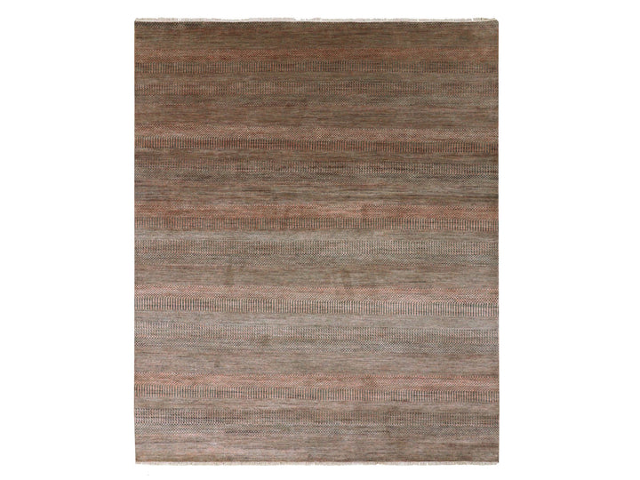 8'1" x 10'2" New Hand Knotted Grey Wool & Silk Rectangle Oriental Rug - MOA10279617