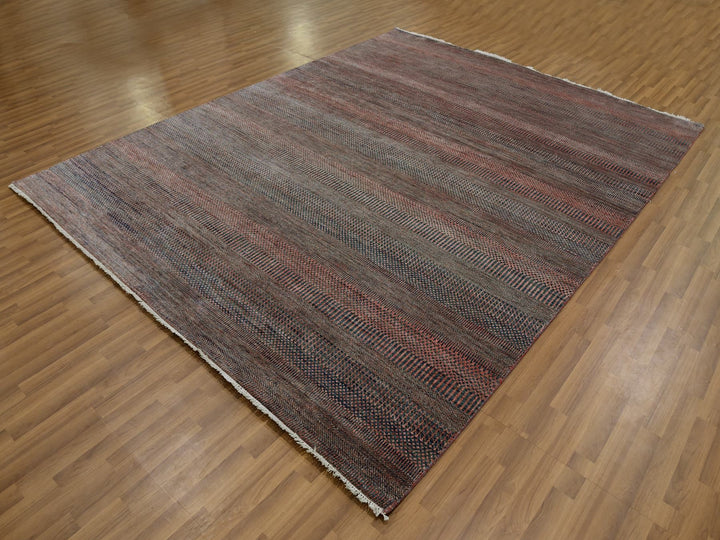 8'1" x 10'2" New Hand Knotted Grey Wool & Silk Rectangle Oriental Rug - MOA10279617