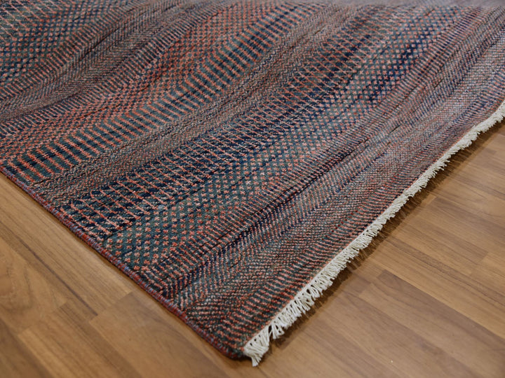 8'1" x 10'2" New Hand Knotted Grey Wool & Silk Rectangle Oriental Rug - MOA10279617