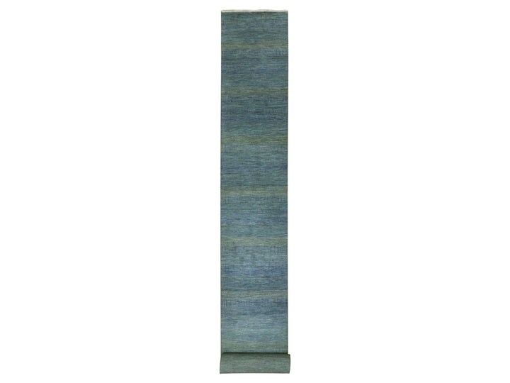 2'5" x 20'0" New Hand Knotted Blue Wool Runner Oriental Rug - MOA10279618
