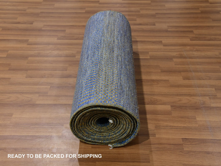 2'5" x 20'0" New Hand Knotted Blue Wool Runner Oriental Rug - MOA10279618