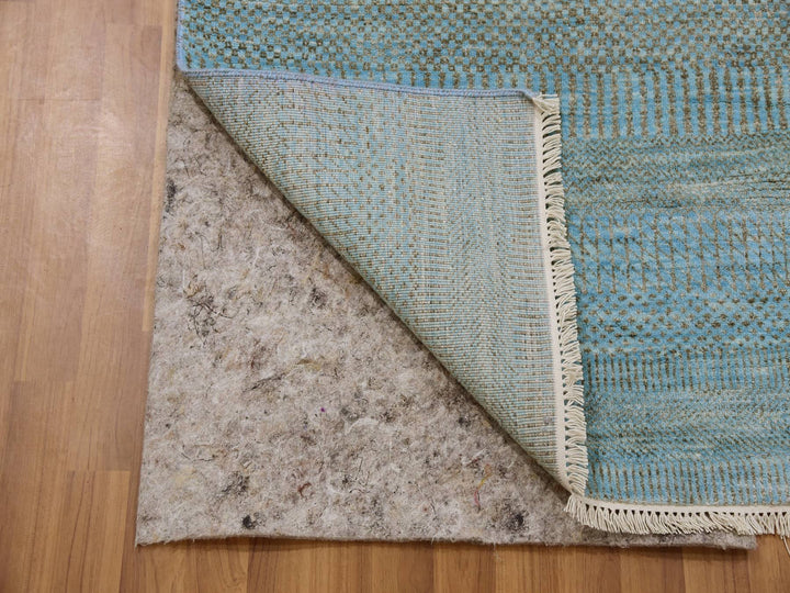 2'6" x 16'3" New Hand Knotted Blue Wool & Silk Runner Oriental Rug - MOA10279619