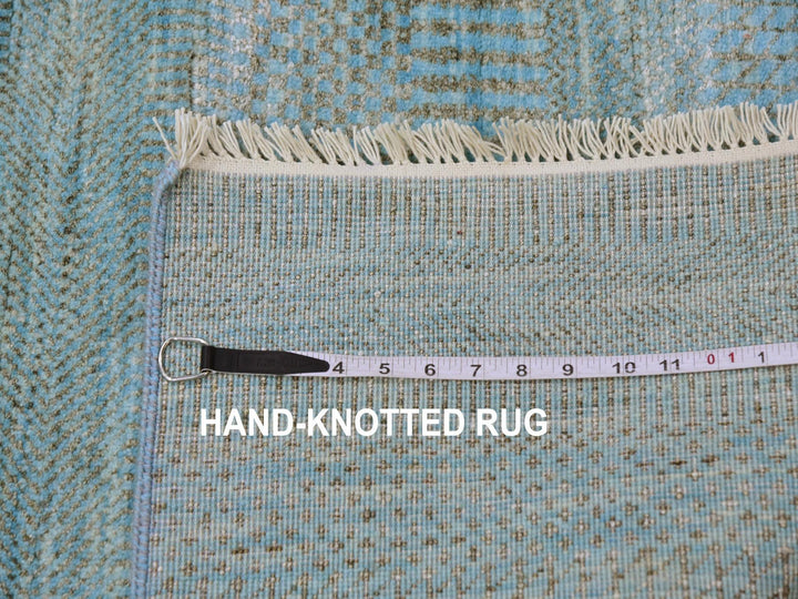 2'6" x 16'3" New Hand Knotted Blue Wool & Silk Runner Oriental Rug - MOA10279619