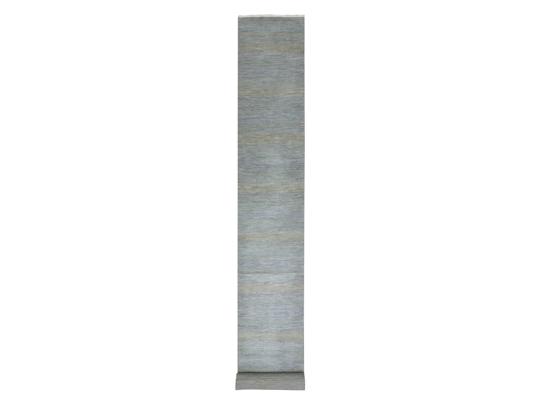 2'6" x 20'0" New Hand Knotted Blue Wool Runner Oriental Rug - MOA10279622