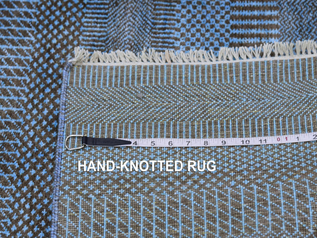 2'7" x 9'6" New Hand Knotted Blue Wool & Silk Runner Oriental Rug - MOA10279623