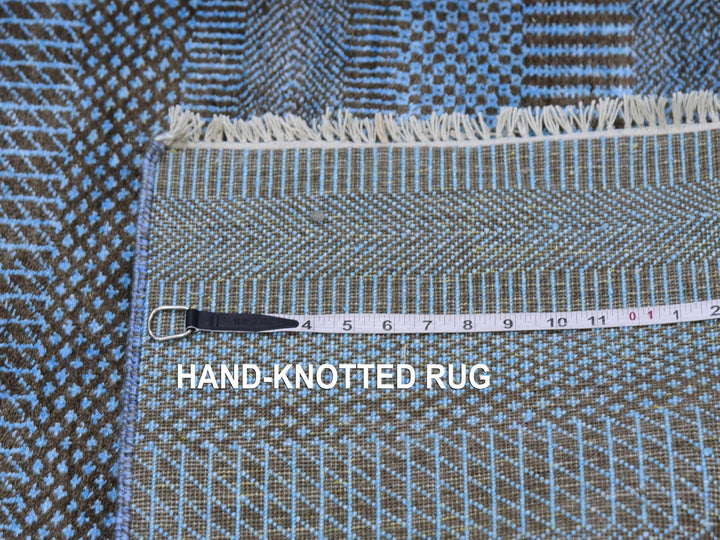 2'7" x 9'6" New Hand Knotted Blue Wool & Silk Runner Oriental Rug - MOA10279623
