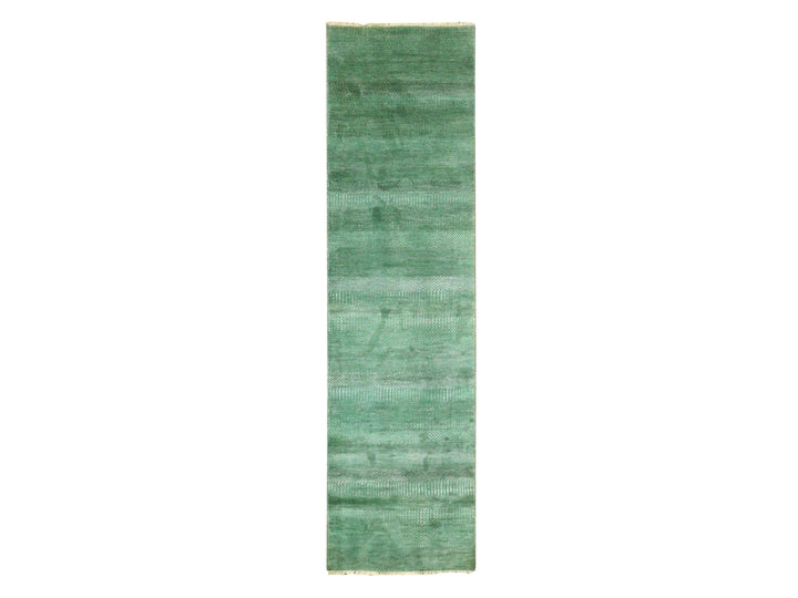 2'9" x 10'0" New Hand Knotted Blue Wool & Silk Runner Oriental Rug - MOA10279625