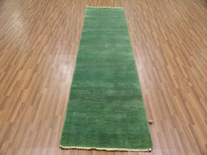 2'9" x 10'0" New Hand Knotted Blue Wool & Silk Runner Oriental Rug - MOA10279625