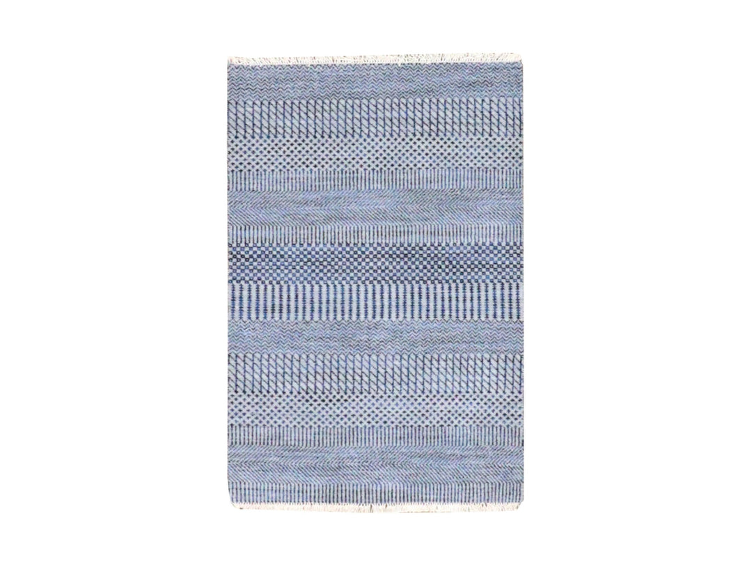 2'1" x 3'3" New Hand Knotted Grey Wool Rectangle Oriental Rug - MOA10279642