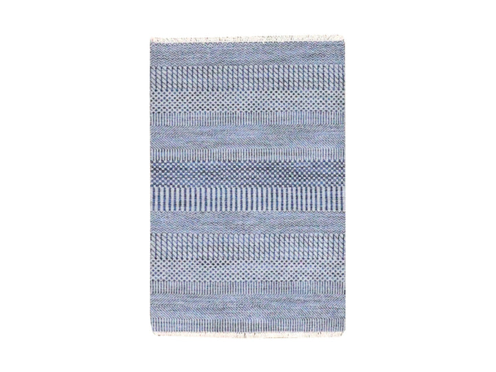 2'1" x 3'3" New Hand Knotted Grey Wool Rectangle Oriental Rug - MOA10279642