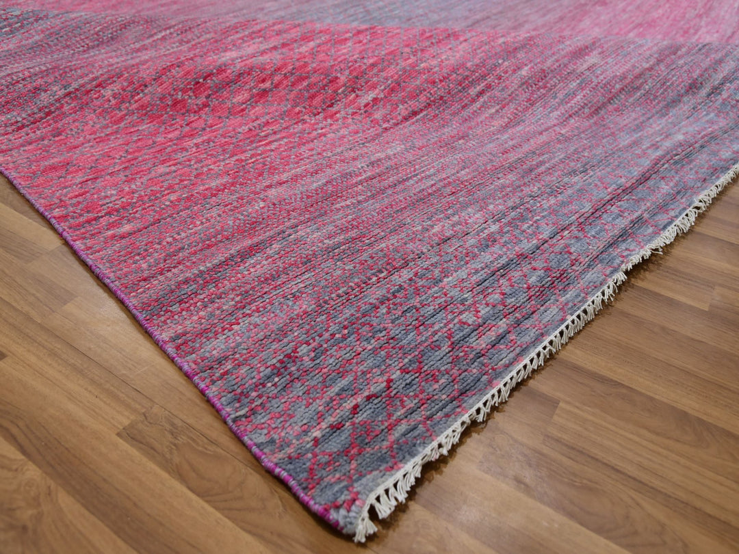 9'4" x 12'2" New Hand Knotted Red Wool Rectangle Oriental Rug - MOA10279645