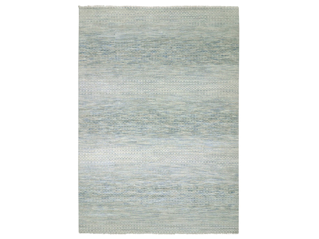 10'0" x 14'1" New Hand Knotted Grey Wool Rectangle Oriental Rug - MOA10279647