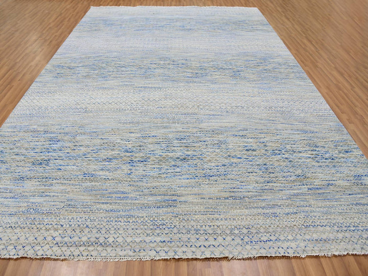 10'0" x 14'1" New Hand Knotted Grey Wool Rectangle Oriental Rug - MOA10279647