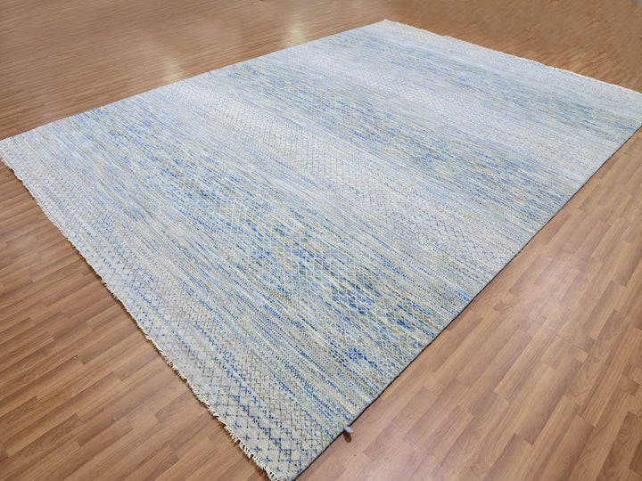 10'0" x 14'1" New Hand Knotted Grey Wool Rectangle Oriental Rug - MOA10279647