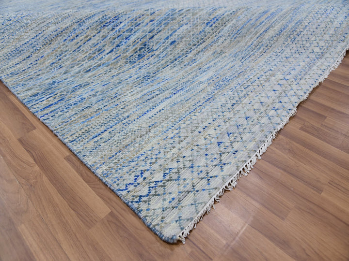10'0" x 14'1" New Hand Knotted Grey Wool Rectangle Oriental Rug - MOA10279647