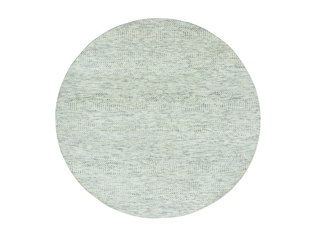 6'0" x 6'0" New Hand Knotted Grey Wool Round Oriental Rug - MOA10279654