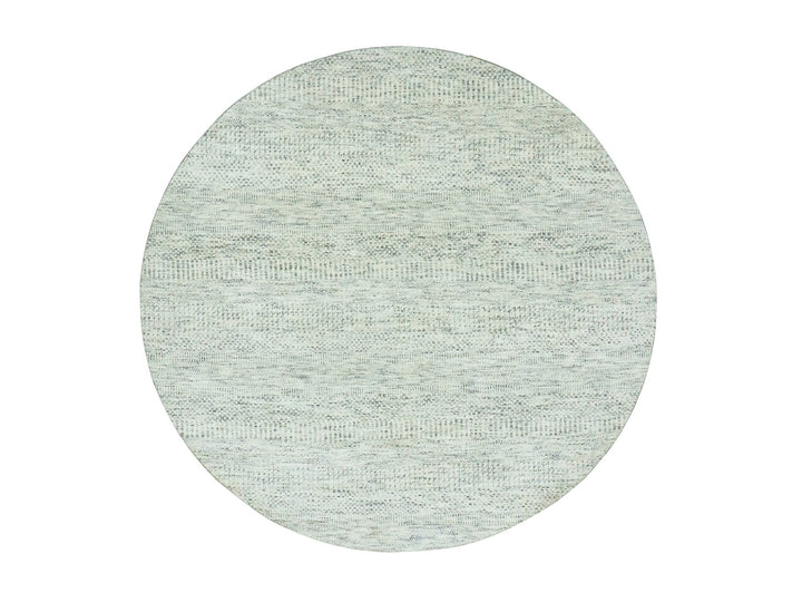 6'0" x 6'0" New Hand Knotted Grey Wool Round Oriental Rug - MOA10279654