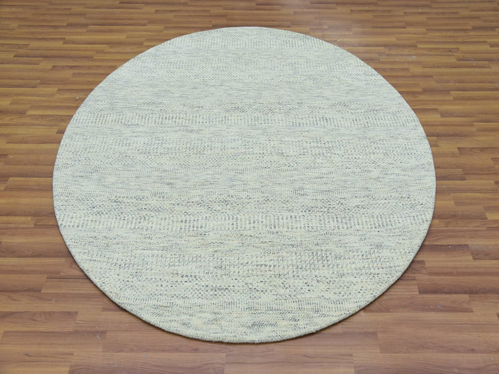 6'0" x 6'0" New Hand Knotted Grey Wool Round Oriental Rug - MOA10279654