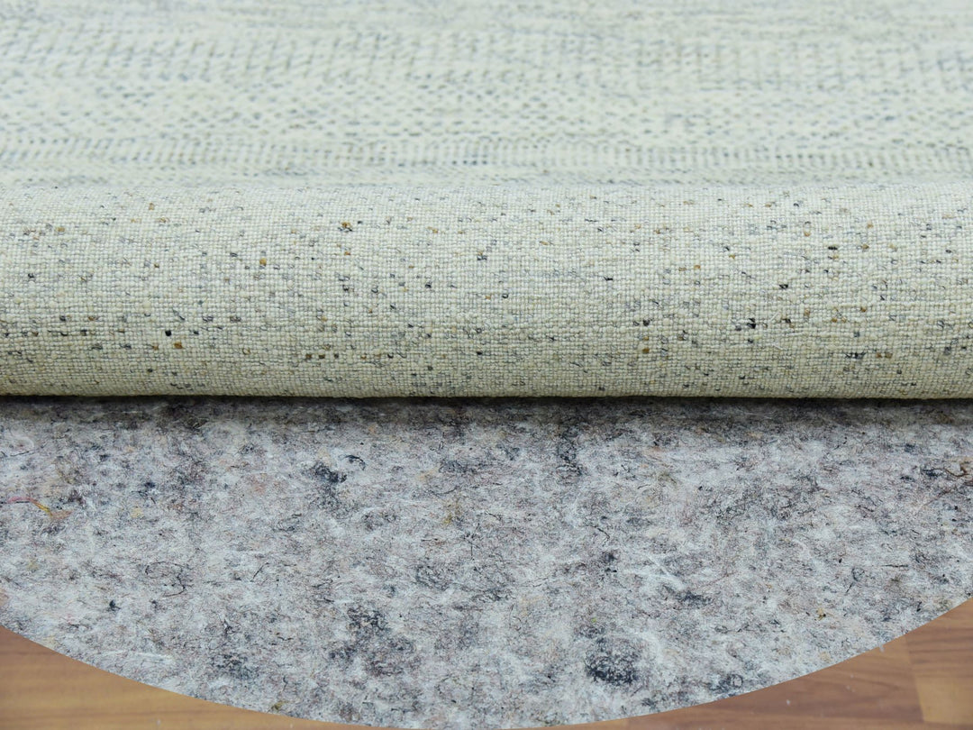 6'0" x 6'0" New Hand Knotted Grey Wool Round Oriental Rug - MOA10279654
