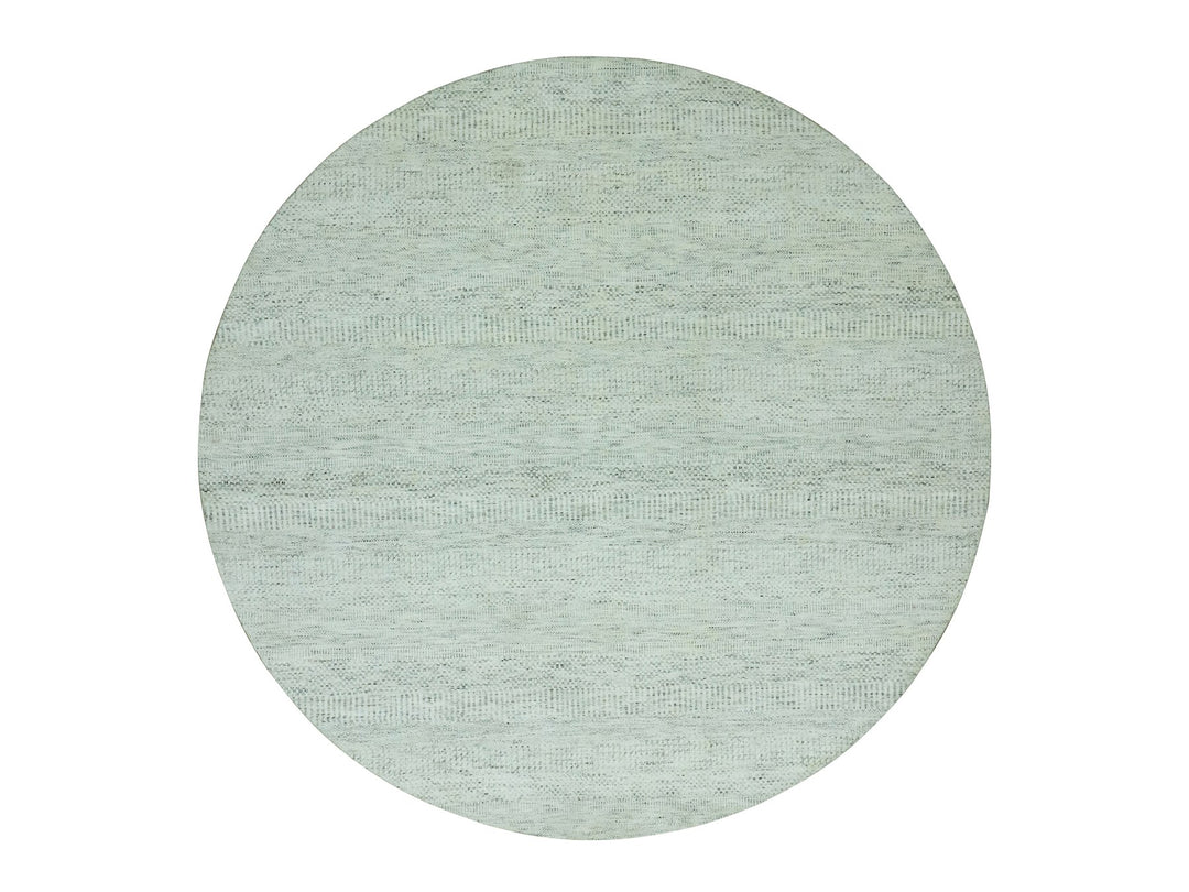 8'0" x 8'0" New Hand Knotted Grey Wool Round Oriental Rug - MOA10279655