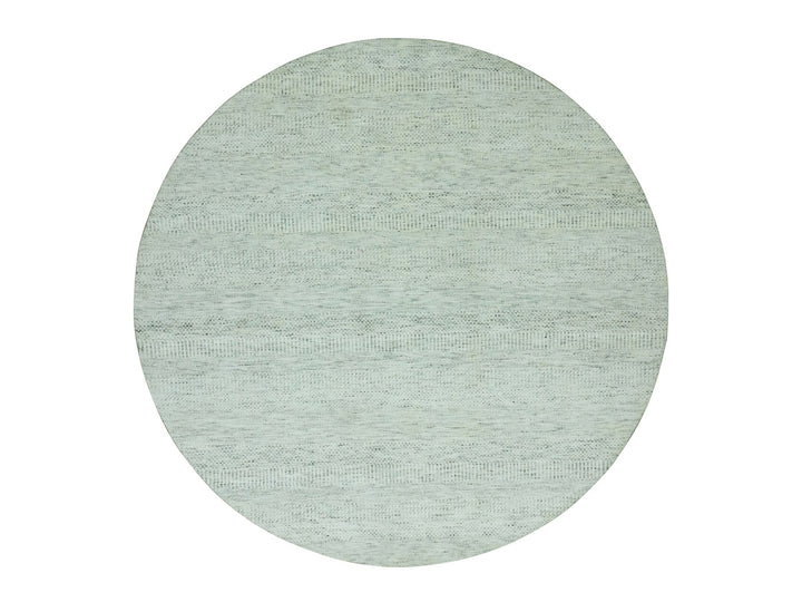 8'0" x 8'0" New Hand Knotted Grey Wool Round Oriental Rug - MOA10279655
