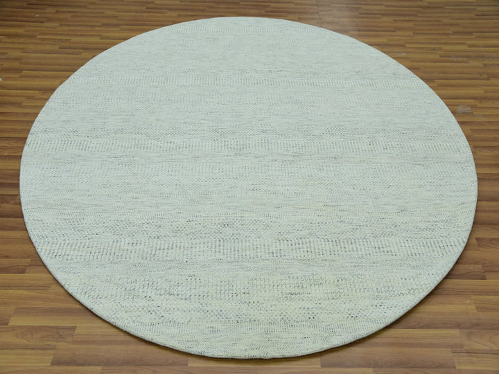 8'0" x 8'0" New Hand Knotted Grey Wool Round Oriental Rug - MOA10279655