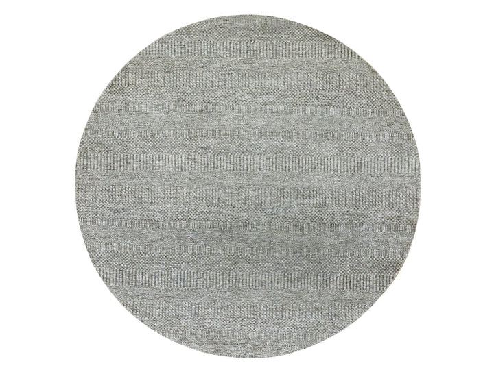 6'0" x 6'0" New Hand Knotted Grey Wool Round Oriental Rug - MOA10279657