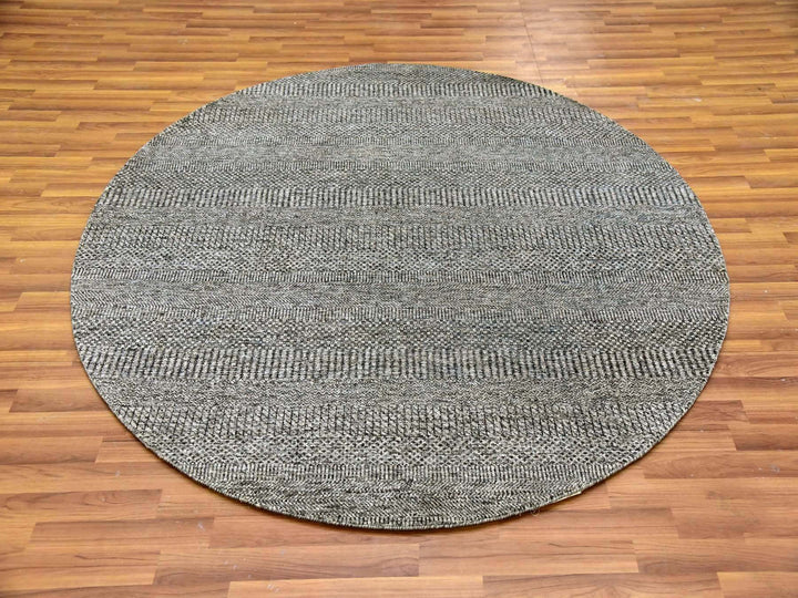 6'0" x 6'0" New Hand Knotted Grey Wool Round Oriental Rug - MOA10279657