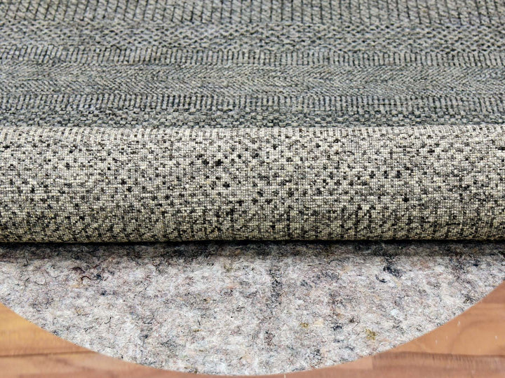 6'0" x 6'0" New Hand Knotted Grey Wool Round Oriental Rug - MOA10279657