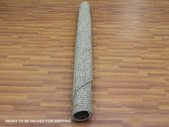 6'0" x 6'0" New Hand Knotted Grey Wool Round Oriental Rug - MOA10279657